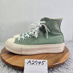 Converse Womens 8 CTAS All Star Lift Hi Platform By You Green Canvas Y2K Sneaker